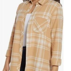 GAP Tan and White Button Down Shirt